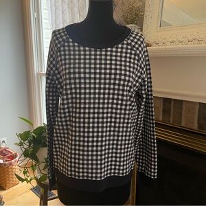 Draper James XL Natalie Sweatshirt Pullover Top Navy Gingham 100% Cotton Preppy